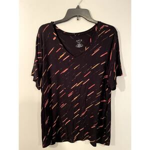 Apt 9 Essentials Black V-Neck T-Shirt - Size 1X